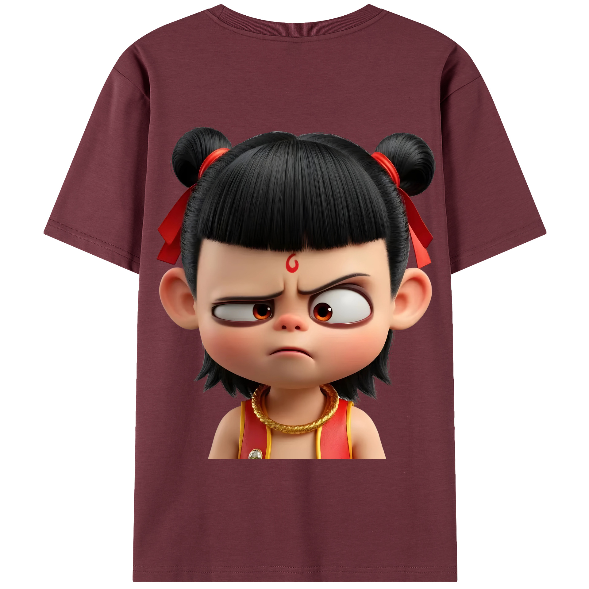 （画像用） Ne Zha 2 ナタ 魔童の大暴れ 綿100％半袖Tシャツ（背面プリント）